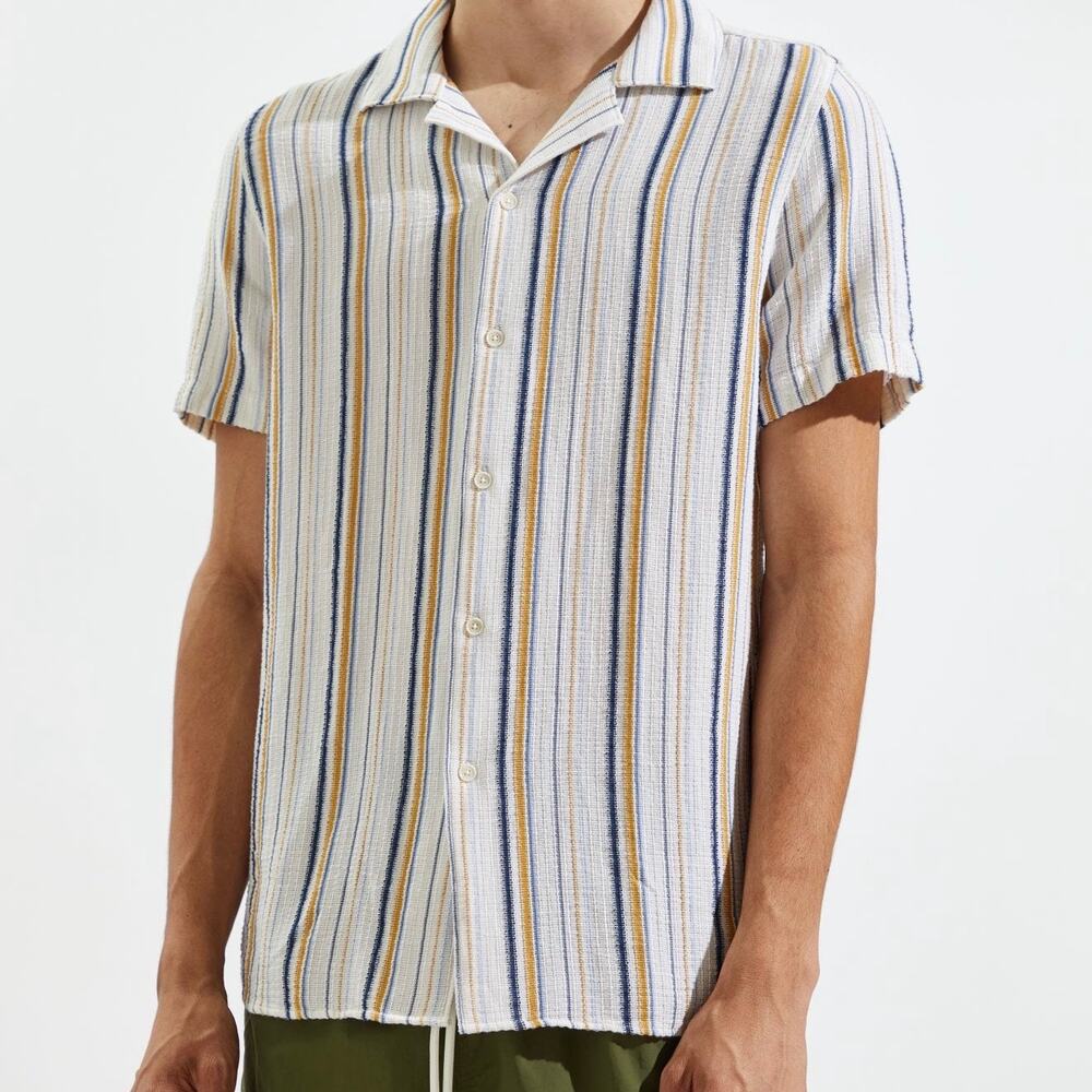 WAX LONDON Didcot Striped Camp Collar Shirt XL EUC